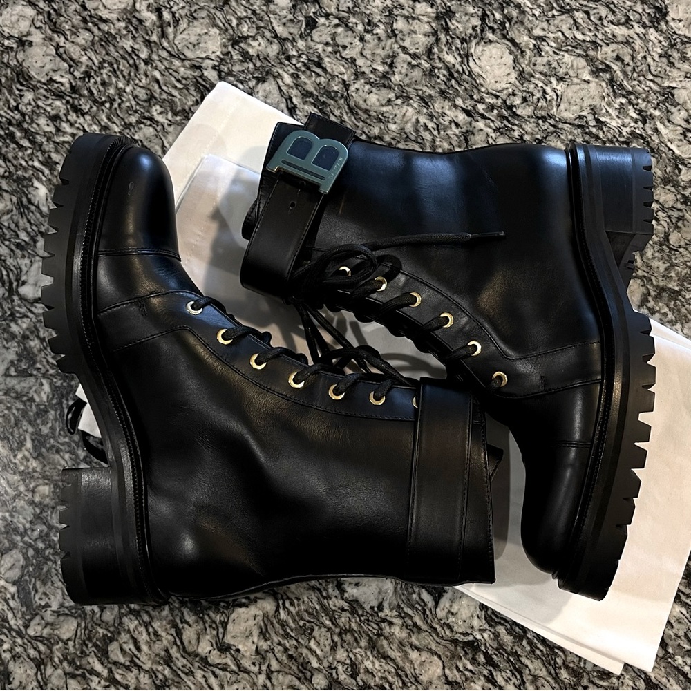 Balmain Ranger Leather Combat Boots - 40 - Picture 5 of 15